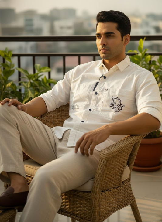 Men’s White Utility Denim Washed Shirt – The Everyday Icon