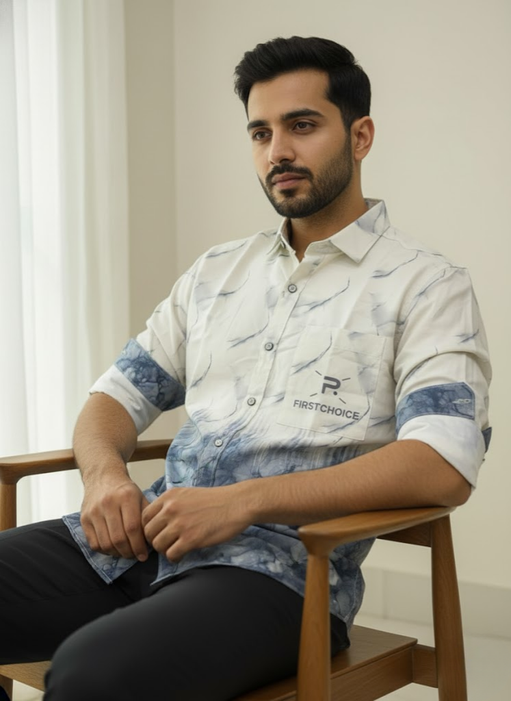 Men’s Blue Marble Fade Shirt – Premium Sunset Edition