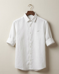 Men’s Classic White Cotton LINEN Shirt