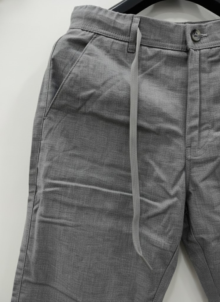 Men’s Light Grey Drawstring Slim Fit linen Trouser