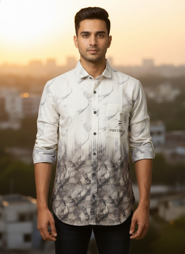 Men’s Grey Marble Fade Shirt – Urban Luxe Edition