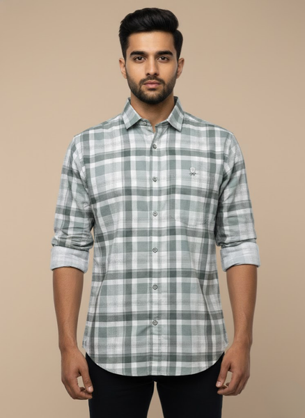Men’s Sage Green Check Shirt – Subtle Sophistication Edition