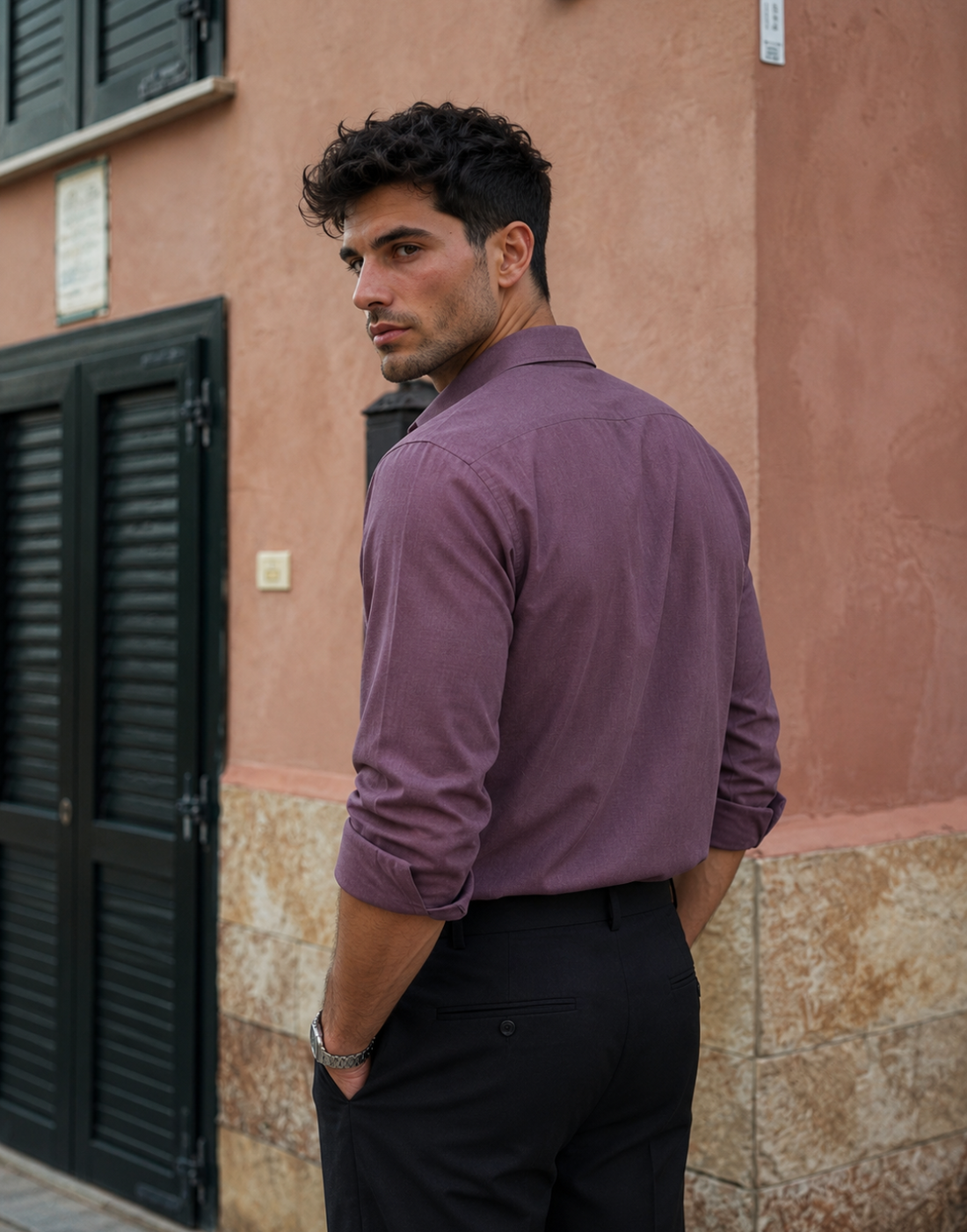 Men’s Dusty Mauve Cotton Shirt