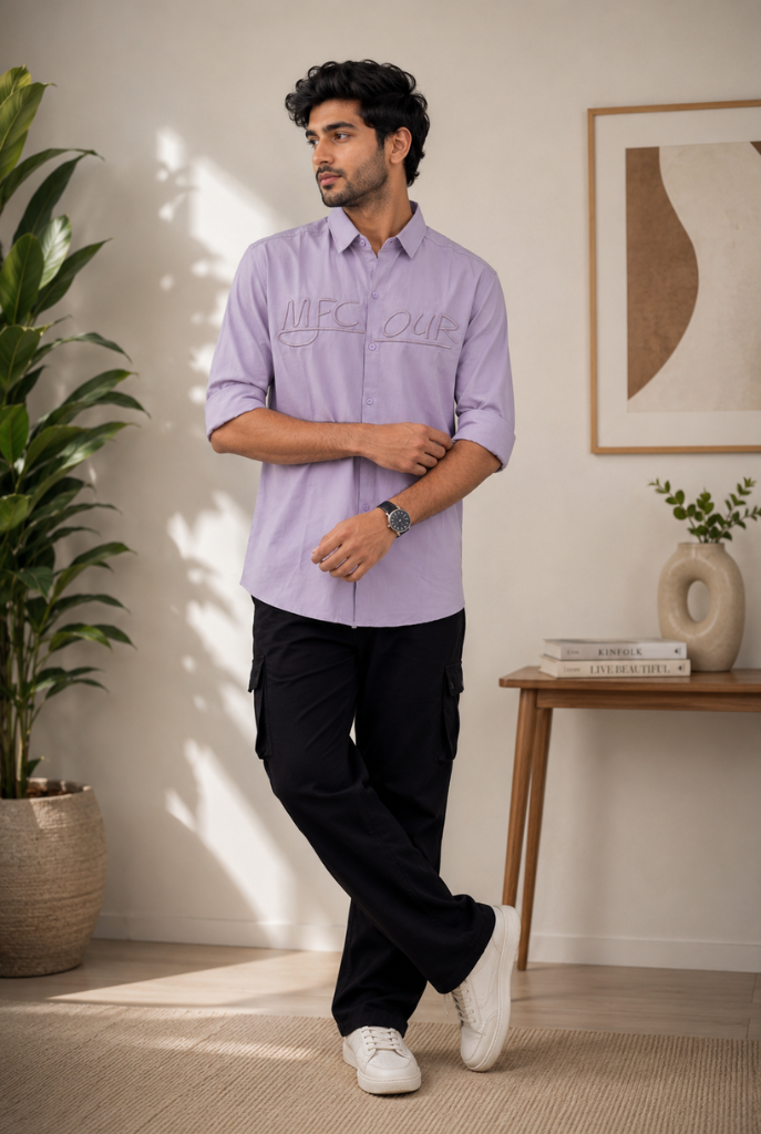 Minimal Lavender Casual Shirt Premium Style
