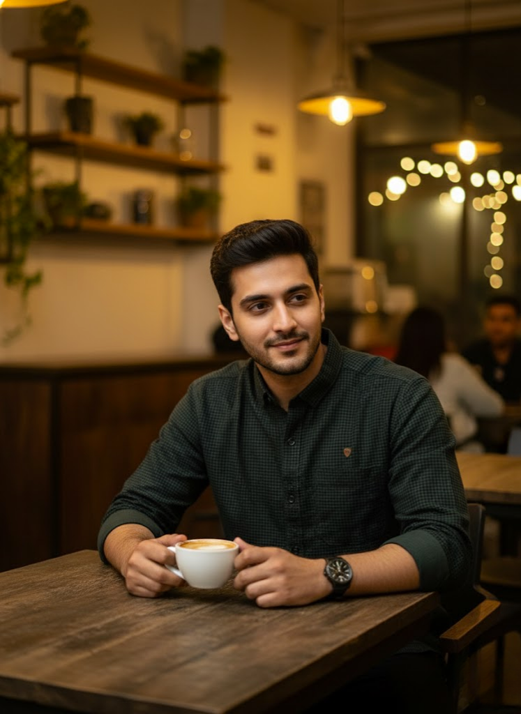 Men’s Deep Green Micro-Check Shirt – Urban Evening Edition