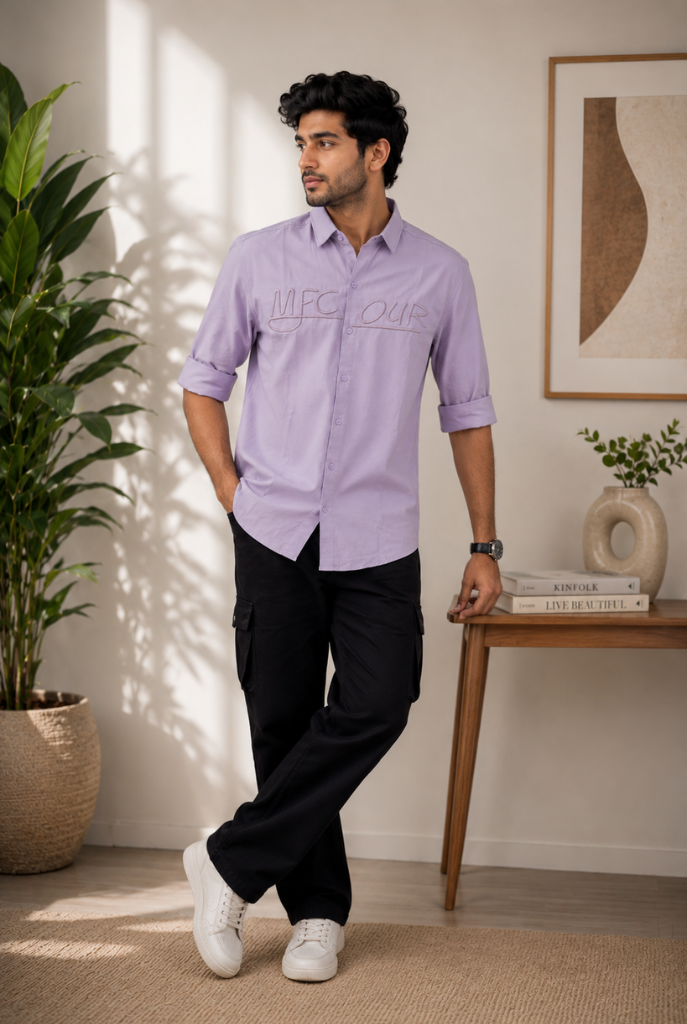 Minimal Lavender Casual Shirt Premium Style