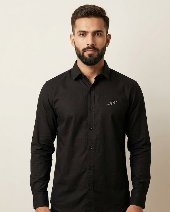 Men’s Classic Black Cotton Shirt