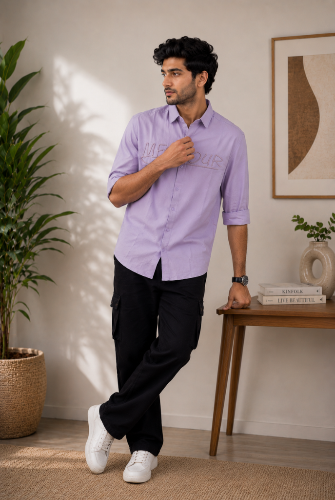 Minimal Lavender Casual Shirt Premium Style