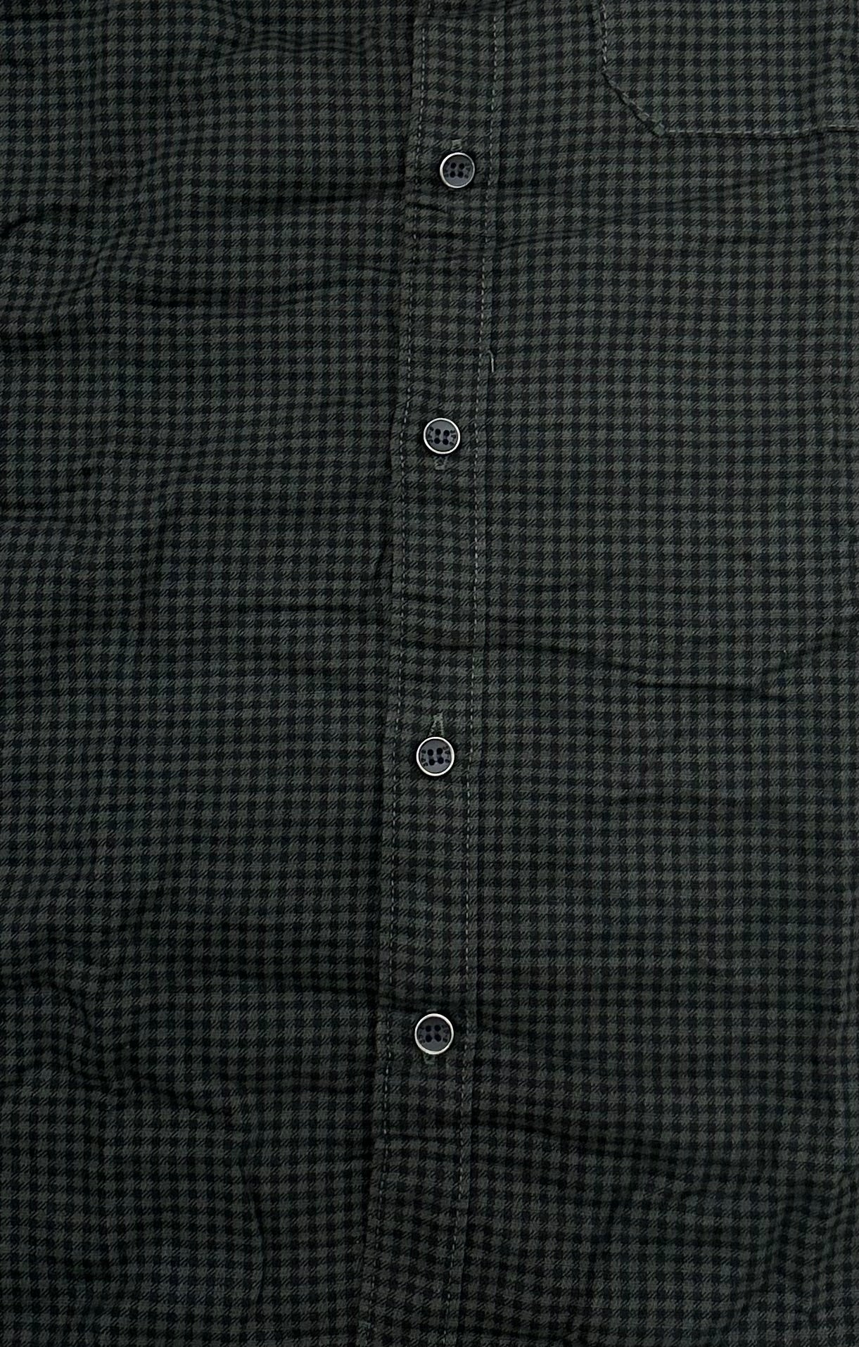 Men’s Deep Green Micro-Check Shirt – Urban Evening Edition