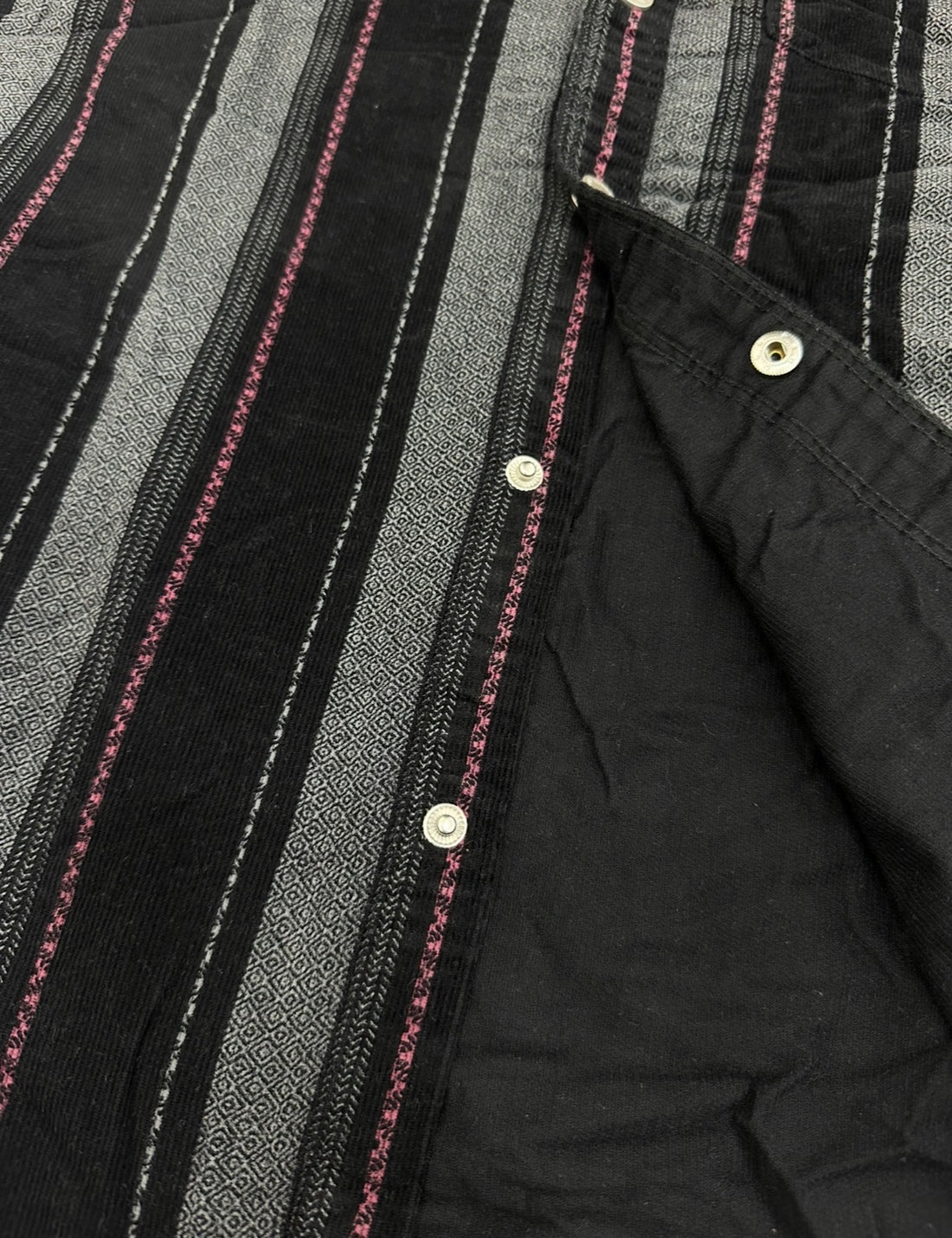 Men’s Black Vertical Stripe Corduroy Shirt with Subtle Contrast Detailing | Premium Casual Wear