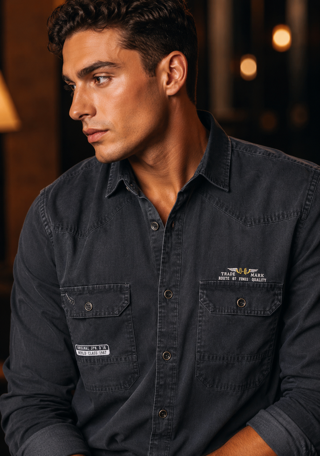 Men’s Charcoal Grey Utility Casual Shirt