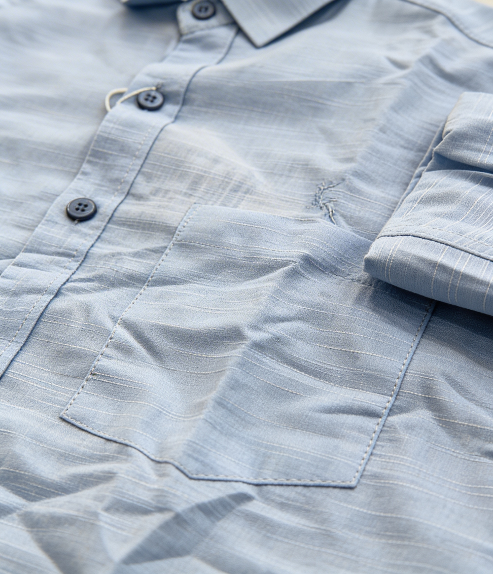 Men’s Sky Blue Cotton & Linen Mix Shirt