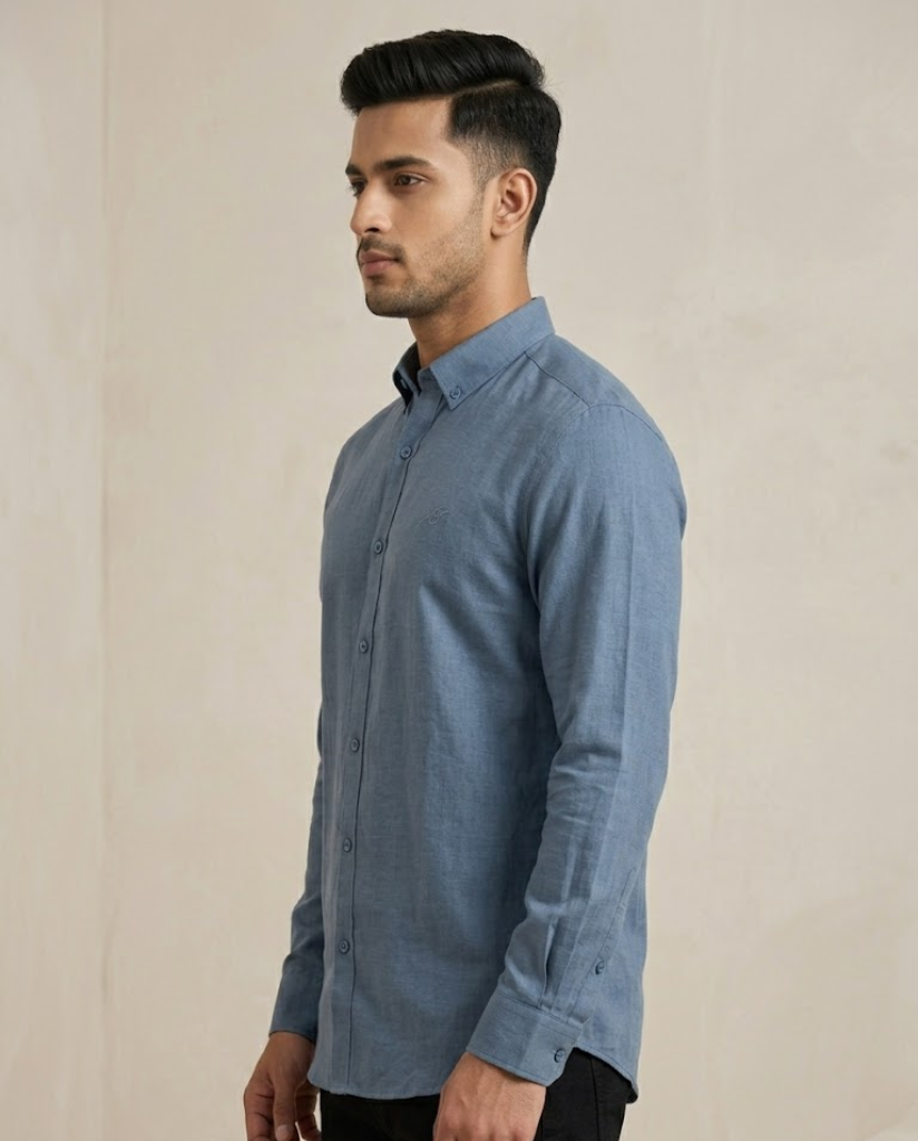 Men’s Steel Blue Cotton Shirt