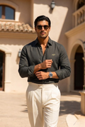 Men’s Dark Olive Cotton Smart Casual Shirt