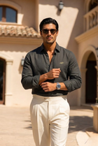 Men’s Dark Olive Cotton Smart Casual Shirt