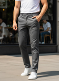 Men's Slim Fit Grey Cotton Trouser