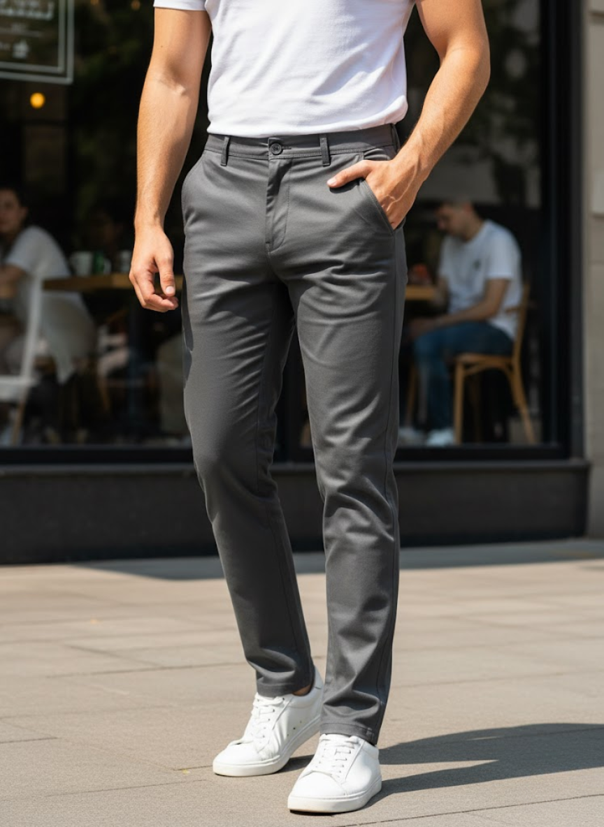Men’s Slim Fit Grey Cotton trouser