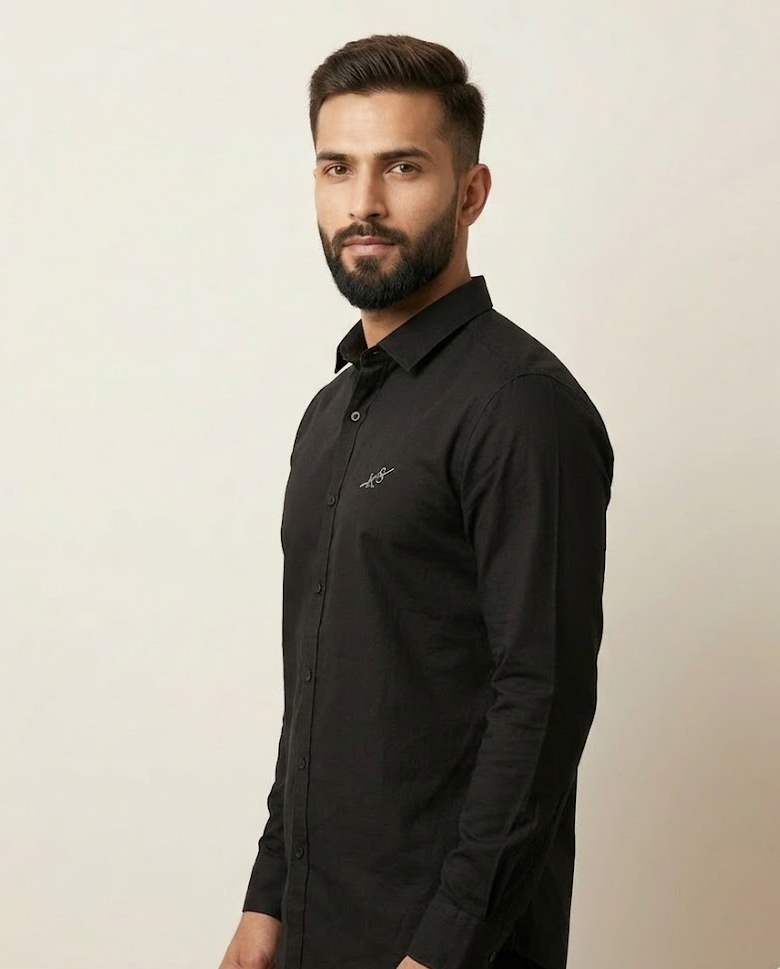 Men’s Classic Black Cotton Shirt