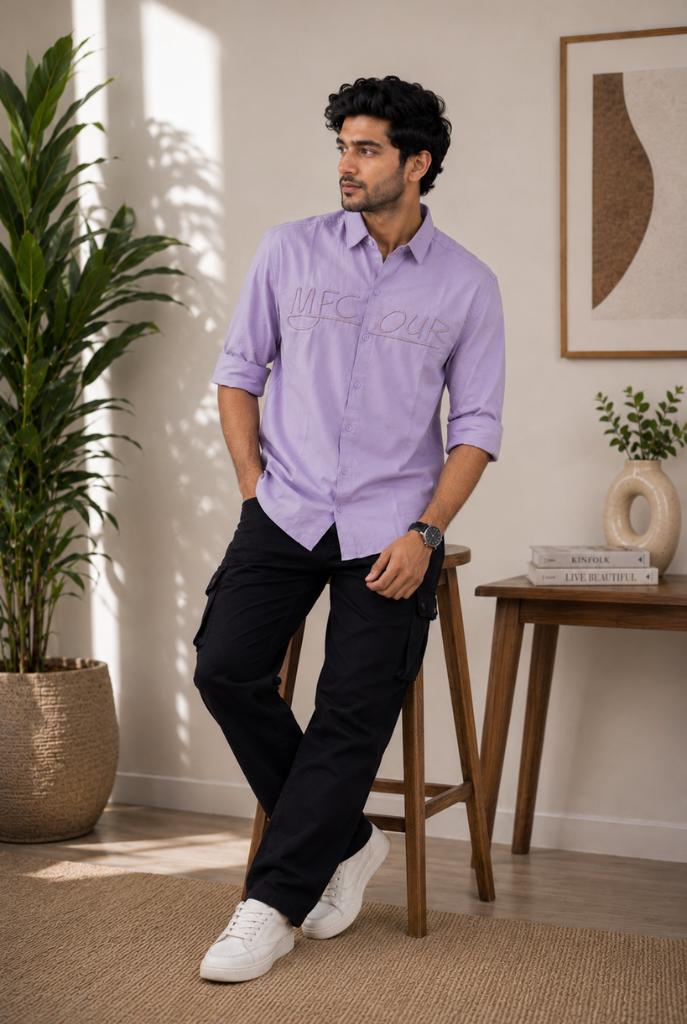 Minimal Lavender Casual Shirt Premium Style
