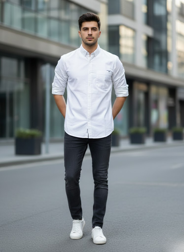 Classic White Slim Fit Casual Shirt – Men’s Premium Everyday Essential