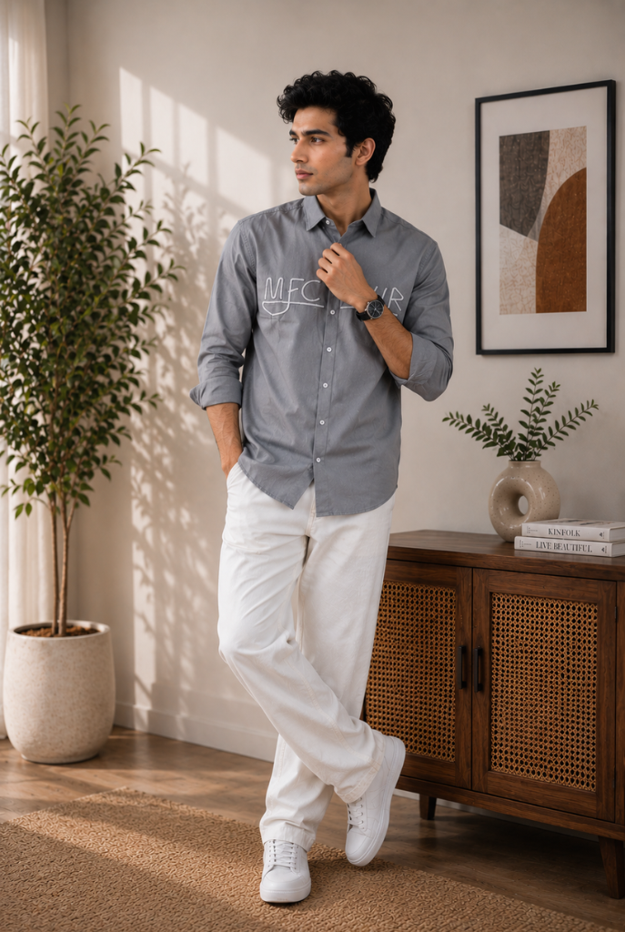 Minimal Grey Casual Shirt Premium Style