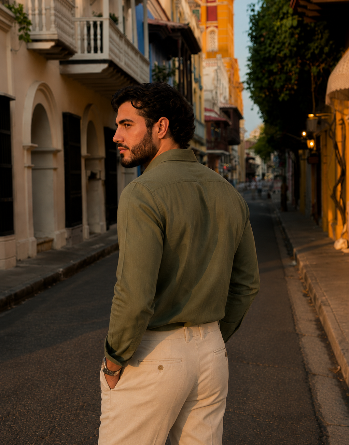 Men’s Olive Green Cotton Shirt