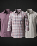 Men's Stylish Shirt Combo - Pack of 3 (Solid, Check & Stripe)