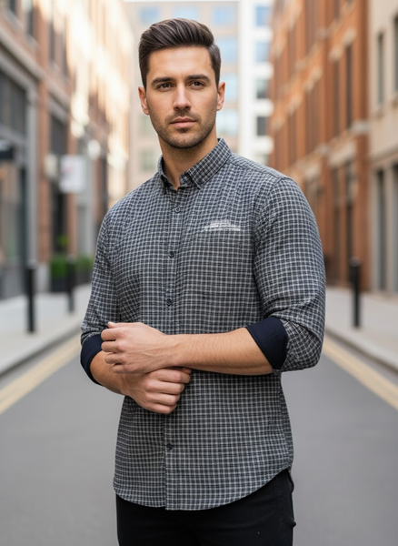 Men’s Black Micro Check Shirt – Executive City Edition