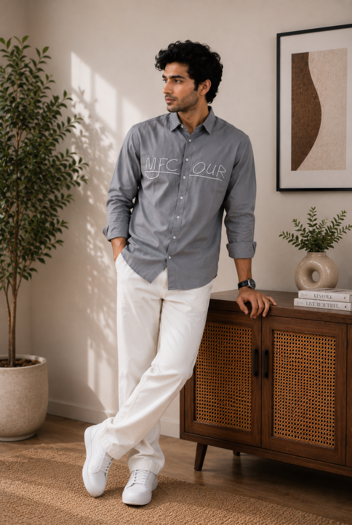 Minimal Grey Casual Shirt Premium Style