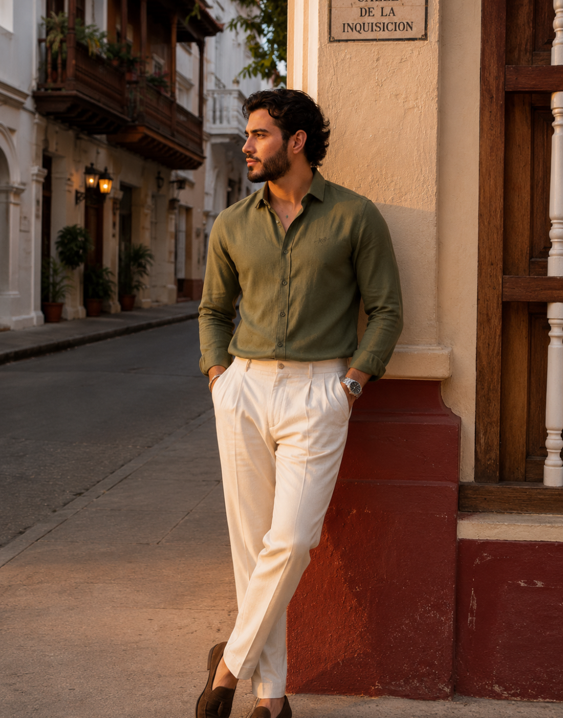 Men’s Olive Green Cotton Shirt