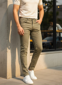 Men’s Dark Beige Slim Fit Cotton Jeans