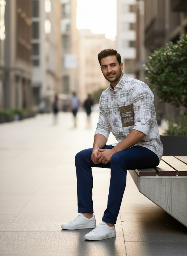 Men’s White Washed Street Shirt – Street Luxe Edition