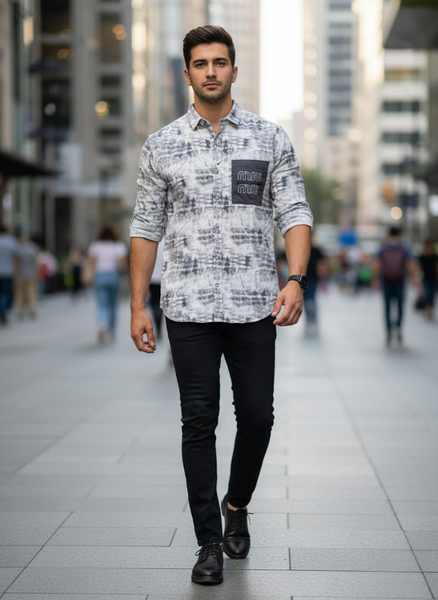 Men’s White Washed Graphic Shirt – Street Luxe Edition