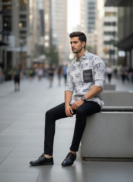 Men’s White Washed Graphic Shirt – Street Luxe Edition