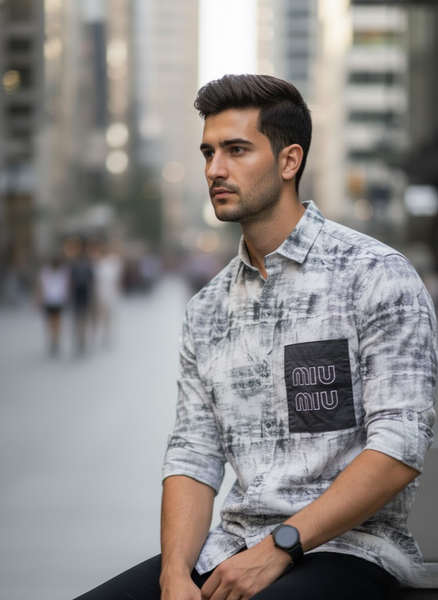 Men’s White Washed Graphic Shirt – Street Luxe Edition