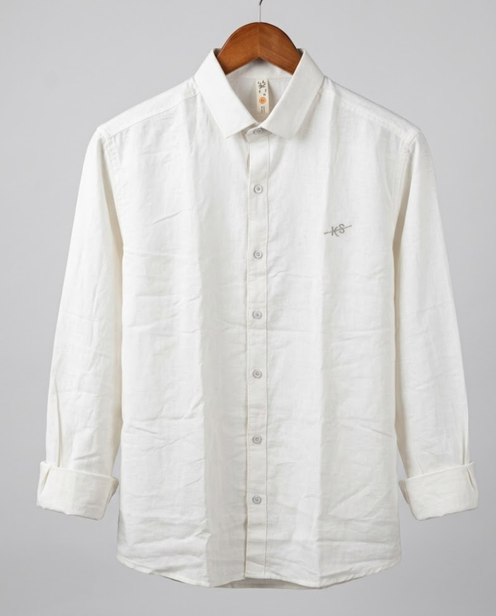 Men’s Off-White Cotton Linen Shirt