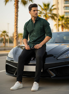 Men's Forest Green Slim Fit Cotton Casual Shirt