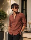 Men’s Rust Brown Cotton Shirt