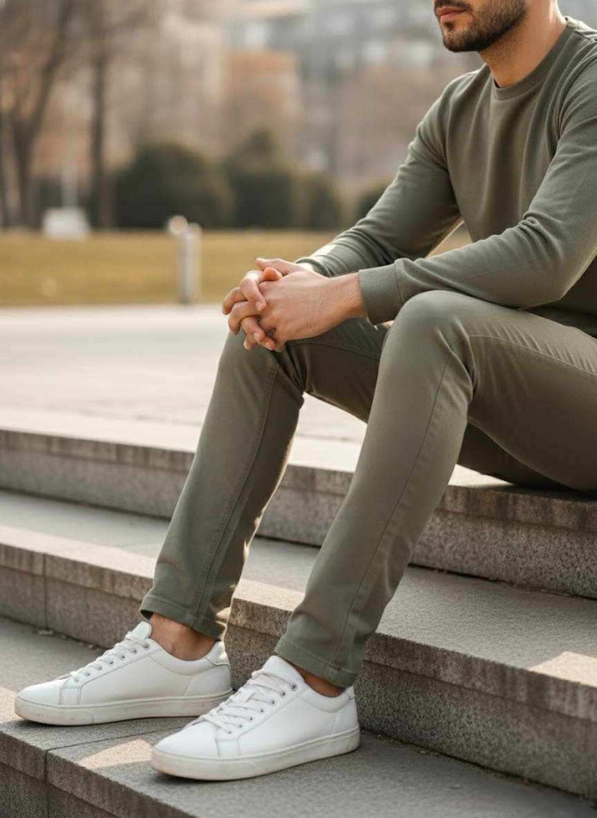 Men’s Dark Beige Slim Fit Cotton Jeans