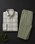 Men's Classic Olive Combo - Check Shirt + Trouser (Pack of 2)