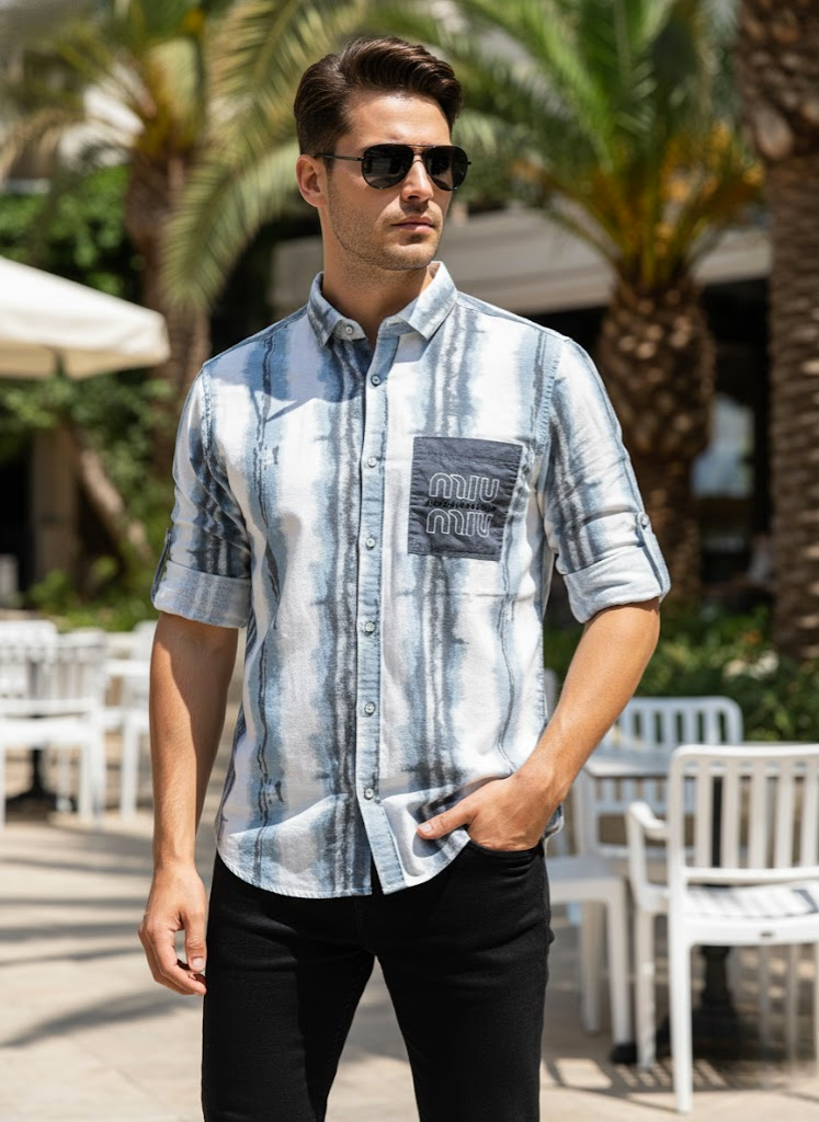 Men’s Sky Drip Pattern Shirt – Coastal Luxe Collection