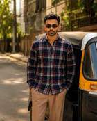 Men’s Maroon & Navy Checked Casual Shirt