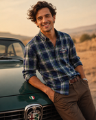 Men’s Blue & Green Checked Casual Shirt