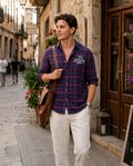 Men’s Red & Navy Checked Casual Shirt