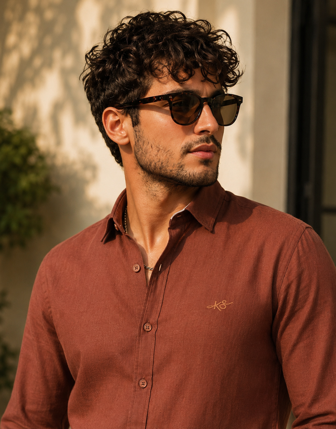 Men’s Rust Brown Cotton Shirt