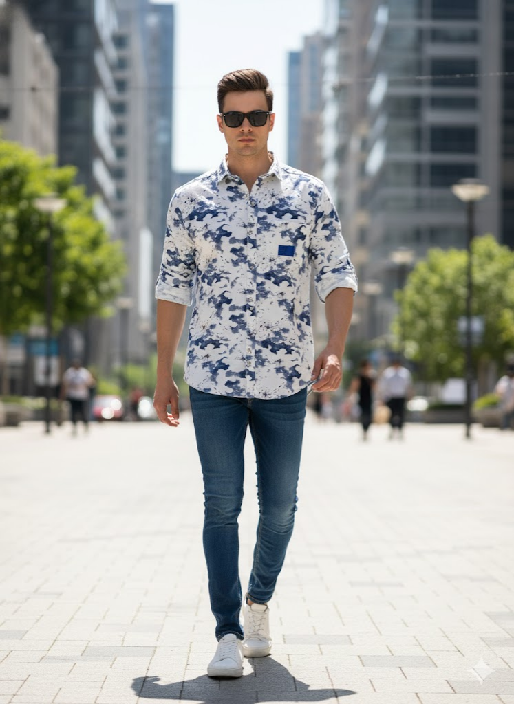 Men’s Blue Mirage Shirt – Urban Luxe Collection