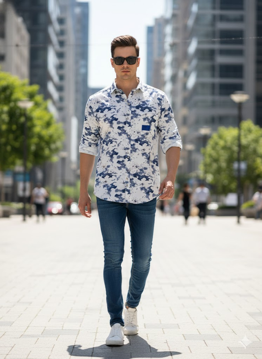 Men’s Blue Mirage Shirt – Urban Luxe Collection
