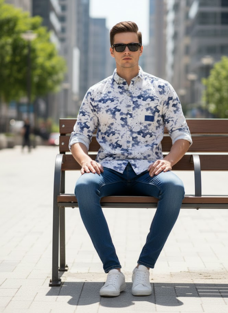 Men’s Blue Mirage Shirt – Urban Luxe Collection