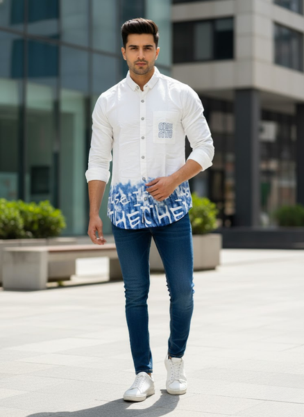 Men’s Skyline Blue & White Shirt – The City Drop