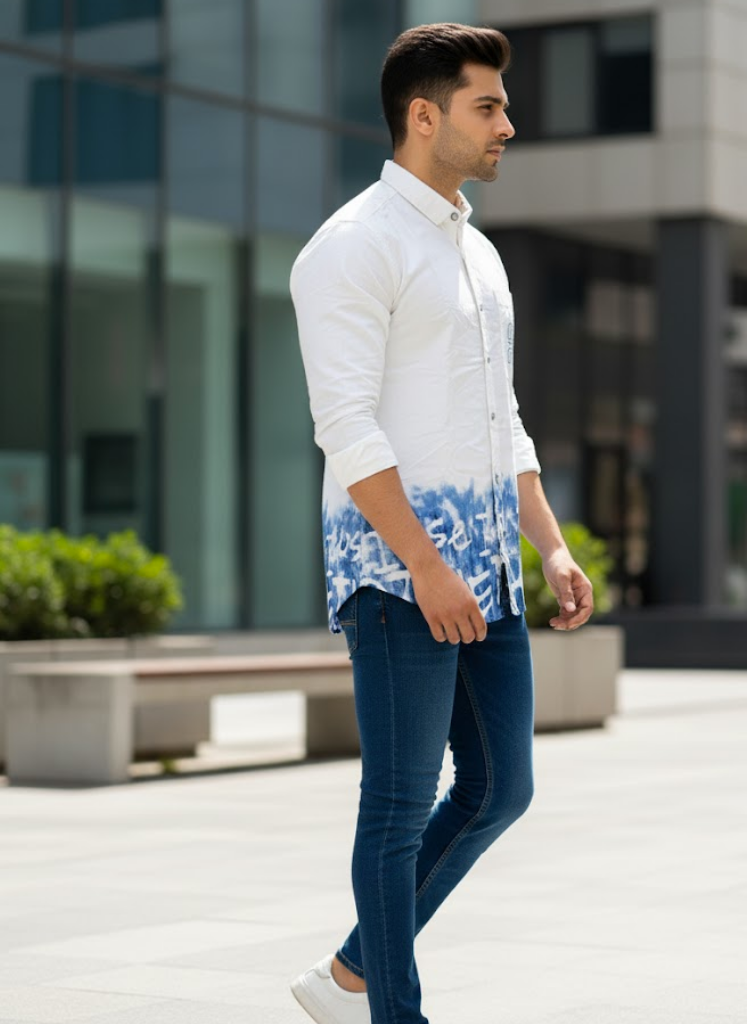 Men’s Skyline Blue & White Shirt – The City Drop